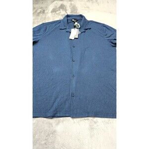 The Commons Men's Navy XL Tall Textured Knit Short Sleeve Hybrid Shirt NWT